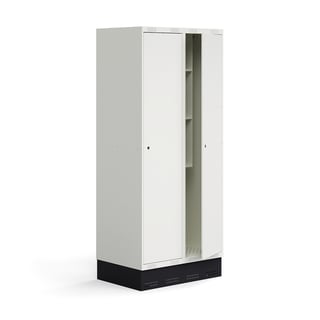 Elevskap ROZ, 2 seksjoner, inkl. sokkel, H1890 B800 D550 mm, hvit