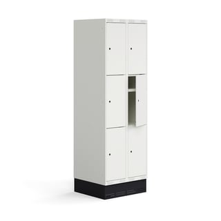 Schüler-Spind ROZ, 2 Module/6 Türen, inkl. Sockel, 1890 x 600 x 550 mm, weiß