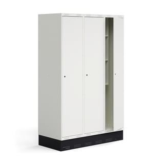 Skapis skolēniem ROZ, 3 moduļi, 3 durvis, ar cokolu, 1890x1200x550 mm, balts