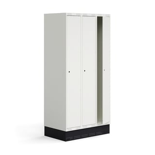 Skapis skolēniem ROZ, 3 moduļi, 3 durvis, ar cokolu, 1890x900x550 mm, balts