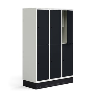 Elevskap ROZ, 3 seksjoner, 6 rom, inkl. sokkel, H1890 B1200 D550 mm, anstrasitt