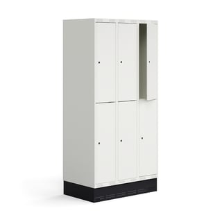 Skapis skolēniem ROZ, 3 moduļi, 6 durvis, ar cokolu, 1890x900x550 mm, balts
