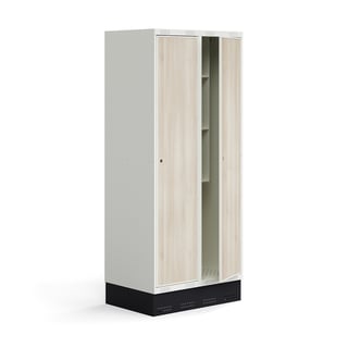 Elevskap ROZ, 2 seksjoner, inkl. sokkel, H1890 B800 D550 mm, ask