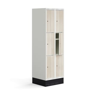 Elevskåp ROZ, 2 sektioner, 6 fack, inkl. sockel, 1890x600x550 mm, ask