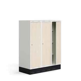 Elevskåp ROZ, 3 sektioner, inkl. sockel, 1510x1200x550 mm, björk