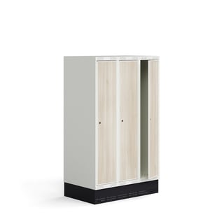 Elevskap ROZ, 3 seksjoner, inkl. sokkel, H1510 B900 D550 mm, ask