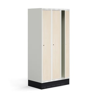 Elevskåp ROZ, 3 sektioner, inkl. sockel, 1890x900x550 mm, björk