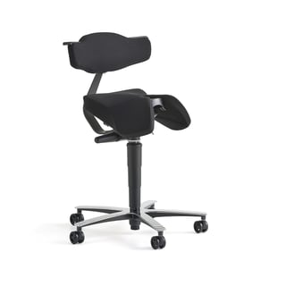 Sattelstuhl EPSOM mit Rückenlehne und Wippfunktion, schwarz