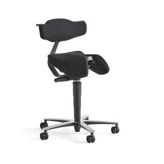 Sattelstuhl EPSOM mit Rückenlehne und Wippfunktion, schwarz