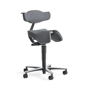 Sedlu krēsls EPSOM ar muguras balstu un sinhrono mehānismu, pelēka