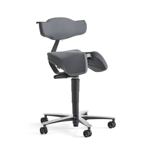 Sedlu krēsls EPSOM ar muguras balstu un sinhrono mehānismu, pelēka