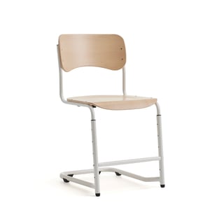 Skolestol ELEVATE, justerbar højde: 460-640 mm, hvid/birk