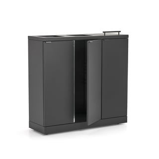 Atliekų rūšiavimo spinta BICA, 3 skyriai, dangtis/anga metimui, 3x65 litrai, tamsiai pilka