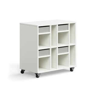 Student storage CASPER, 4 drawers, 8 compartments, white, grey