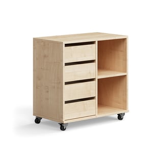 Student storage CASPER, 4 drawers, 2 compartments, birch