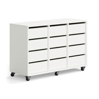 Student storage CASPER, 12 drawers, white
