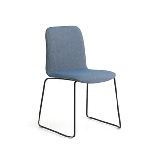 Chair LABELL, skid base, black/blue