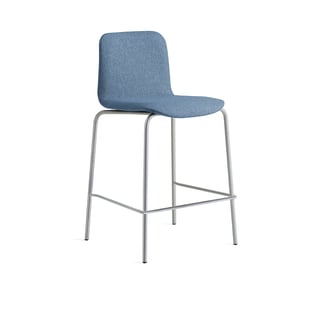 Barstol LABELL, benstativ, H650 mm, sølv/blå