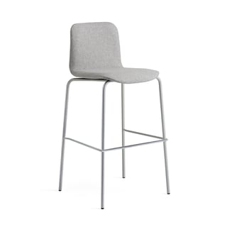 Barstol LABELL, sædehøjde 765 mm, sølv/lysegrå
