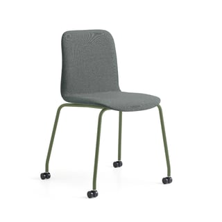 Stol LABELL, benstativ med hjul, grön/mörkgrön