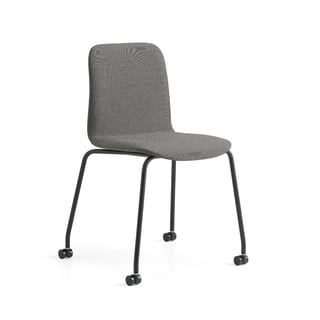 Stol LABELL, benstativ med hjul, sort/brun