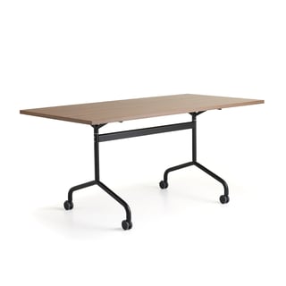 Flip top conference table LYKKA, 1600x800 mm, black/walnut