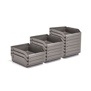 Kutije za sitne delove REACH, 300x240x95 mm, 15 u pak., siva