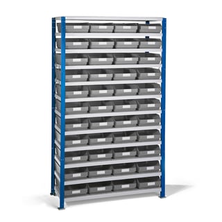 Shelving for small parts REACH + MIX, 1740x1065x500 mm, 44 grey bins