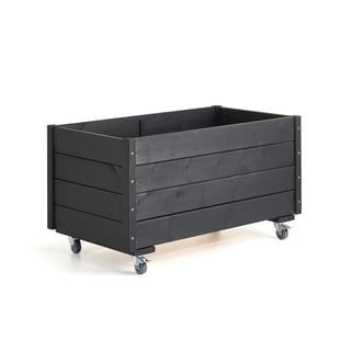 Planteringslåda GROW, med hjul, 470x880x480xmm, svart