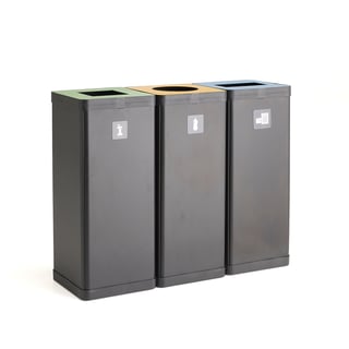 Källsortering ESTHER, 3 källsorteringskärl, 50 liter