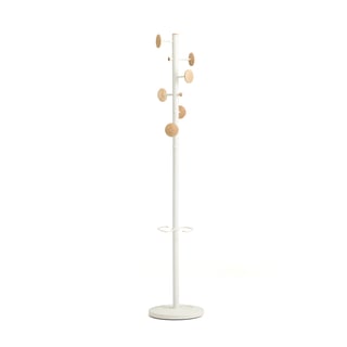 Klesstativ GALLANT, rett, med paraplyholder, H1750 mm, hvit