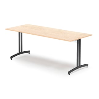 Mötuneytisborð, 1800x800 mm, linóleum, beige/svart