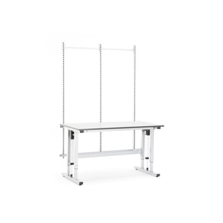 Augstumā regulējams darbagalds MOTION, ar aizmugurējo rāmi, 2000x800 mm, pelēks