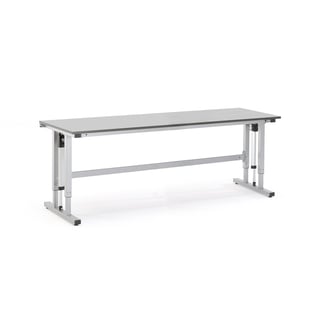 Höj- och sänkbart arbetsbord MOTION, 400 kg, 2500x800 mm, ljusgrå