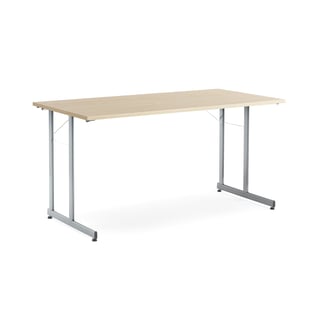 Office folding table CLAIRE, 1400x700x720 mm, birch, alu grey