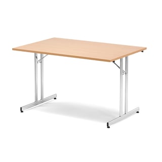 Folding meeting table EMILY, 1200x800x720 mm, beech, chrome