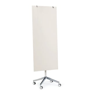 Szklana tablica suchościeralna STELLA, na kółkach, 650x1575 mm, jasnoszary
