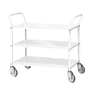 Etagenwagen SHUTTLE mit 3 Böden, 950 x 550 x 940 mm, 250TK, weiß