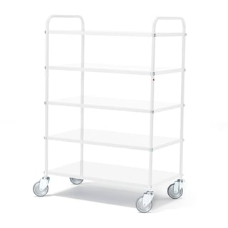 Hyllevogn SHUTTLE, 5 hyller, L950 B550 mm, hvit