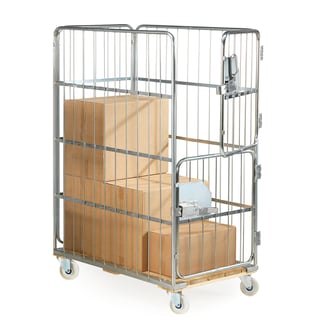 Roll container JORDAN, 450 kg load, no brakes, 1195x745x1700 mm