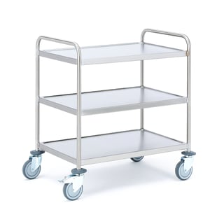 Nerezový policový vozík CONVOY, 3 police, 800x520 mm