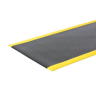 Arbetsplatsmatta SECURE, bredd: 1220 mm, måttbeställd, svart, gul