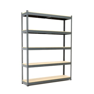 Weitspannregal / Schwerlastregal COMBO, Basismodul, 2440 x 1840 x 620 mm, grau