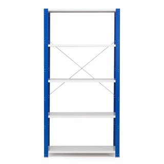 Regalsystem MIX, Basismodul, 2100 x 1005 x 300 mm, blau/grau