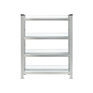 Regalsystem TRANSFORM, Basismodul mit 4 Gitterböden, 1576 x 975 x 400 mm, verzinkt