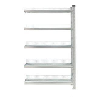 Regalsystem TRANSFORM, Erweiterungsmodul mit 5 Gitterböden, 1972 x 900 x 400 mm, verzinkt