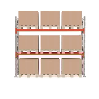 Pallereol ULTIMATE, grunnseksjon, 9 paller, 500 kg/pall, H2500 B2750 D1100 mm