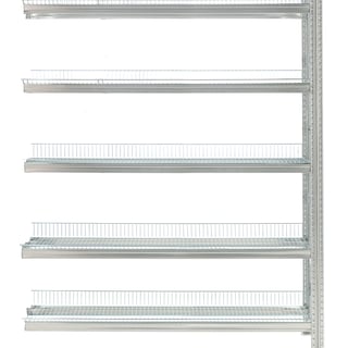 Regalsystem TRANSFORM, Erweiterungsmodul mit 5 Gitterböden, 1972 x 1200 x 400 mm, verzinkt