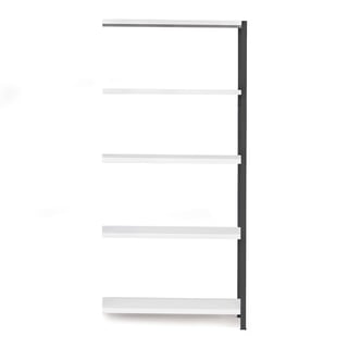 Hylla IDEAL, påbyggnadssektion, 1970x1005x600 mm, mörkgrå, grå hyllplan