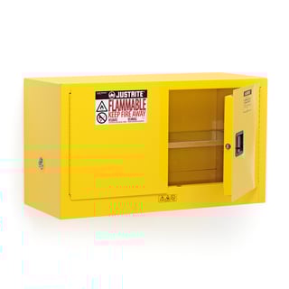 Kemikaalikaappi ENCLOSE, FM-luokiteltu, itsestään sulkeutuva, 1 hylly,  610x1092x457 mm, 64 litraa